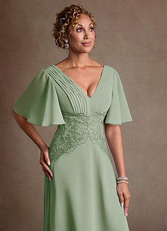 Azazie Milliat Suknie dla Matki Panny Młodej Linia A Koronka Szyfon Długość podłogi Sukienka image5