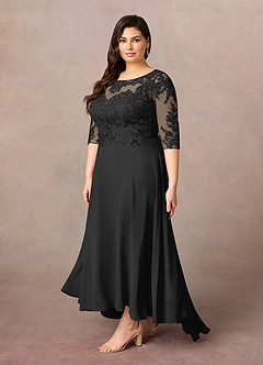 Azazie Monza Mother of the Bride Dresses Black A-Line Lace Chiffon Dress image8
