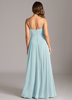 Azazie Amani Bridesmaid Dresses Sea Glass A-Line Pleated Chiffon Dress image2