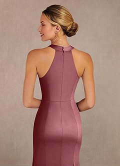 Azazie Tyra Mère de la mariée Robes Robe Sirène en Satin extensible Dentelle Rose Du Désert image5
