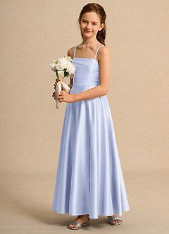Azazie Pebbles Junior Formal Flower Girl Dresses Lavender A-Line Pleated Matte Satin Dress image5