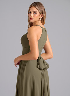 Azazie Denver Vestidos de madrinha de casamento Vestido Salgueiro Verde de Chiffon de Linha A com Plissado image2