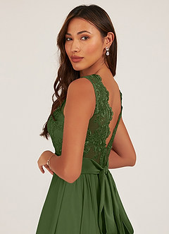 Azazie Gertrude Brautjungfernkleider A-Linie Spitze Chiffon Kleid Olivgrün image7