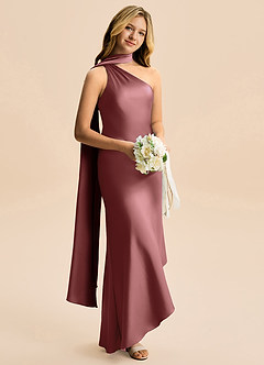 Azazie Briony Junior Etui Plissee Stretch-Satin Kleid Amethyst image4