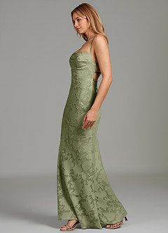 Azazie Ola Bridesmaid Dresses Pistachio Mermaid Corset Floral Burnout Dress image5