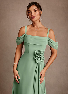 Azazie Amherst Mother of the Bride Dresses Matcha A-Line Off the Shoulder Chiffon Dress image5