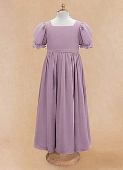 Azazie Joss Blumenmädchenkleider A-Linie mit ärmel Chiffon Kleid Blauregen image5