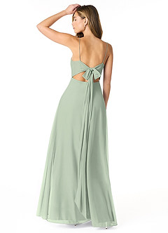 Azazie Rae Bridesmaid Dresses Dusty Sage A-Line Bow Mesh Dress image2