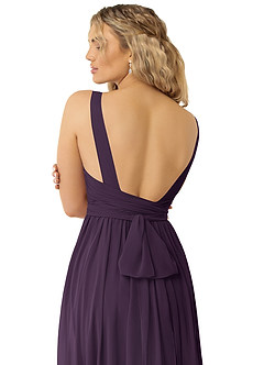 Azazie Kora Bridesmaid Dresses Plum A-Line Pleated Chiffon Dress image7