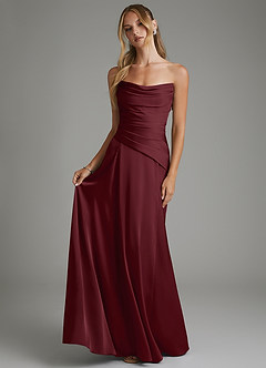 Azazie Gabriela Brautjungfernkleider A-Linie Korsett Stretch-Satin Kleid Cabernetrot image7