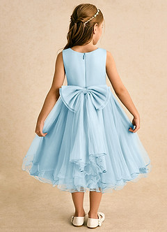 Azazie Lass Robe Demoiselle D'honneur Fillette Robe Trapèze en Tulle Arc Bleu Ciel image1