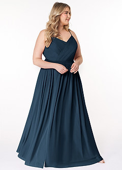 Azazie Cora Bridesmaid Dresses Dark Navy A-Line Pleated Chiffon Dress image9