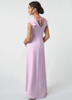 Azazie Claudine Junior Robe Trapèze en Mousseline de soie Plissée Frostiges Flieder image4