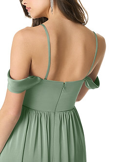 Azazie Morana Brautjungfernkleider Wandelbar A-Linie Schulterfrei Stretch-Satin Kleid Matcha image9