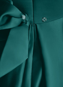 Azazie Lady Flower Girl Dresses Peacock A-Line Pleated Matte Satin Dress image6