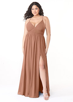 Azazie Aaida Bridesmaid Dresses Bronzer A-Line Corset Chiffon Dress image7