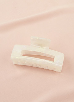 front Iridescent Ivory Hair Claw Clip