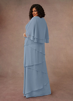 Azazie OHara vestidos de madre de la novia Vestido de Azul Polvoriento de Gasa de Corte En A con Cuello en V image11