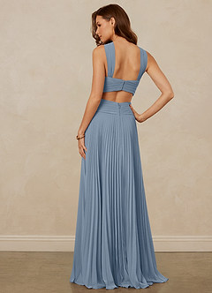 Christian Siriano Bridal for Azazie 1009 Bridesmaid Dresses Dusty Blue A-Line Pleated Chiffon Dress image4