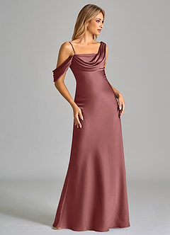 Azazie Celina Robes de demoiselle d'honneur Robe Fourreau en Satin extensible Épaule décolletée Améthyste image5