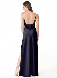 Azazie Alaija Bridesmaid Dresses Stormy Mermaid Side Slit Stretch Satin Dress image4