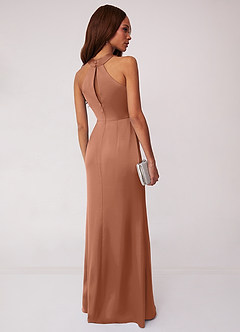Barbie ♥ Azazie Bridesmaid Dresses Bronzer Sheath Stretch Satin Dress image2