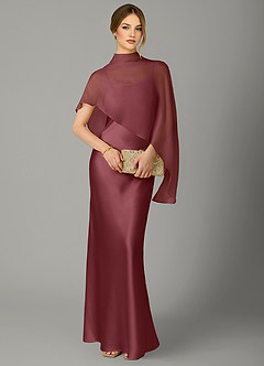 Azazie Jaleesa Bridesmaid Dresses Desert Rose A-Line High Neck Stretch Satin Dress image5