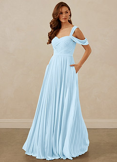 Christian Siriano Bridal for Azazie 1013 Bridesmaid Dresses Sky Blue A-Line Off the Shoulder Chiffon Dress image1