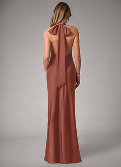 Azazie Velli Bridesmaid Dresses Auburn Mermaid Stretch Satin Dress image5