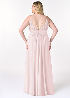 Azazie Maren Allure Abiti da Damigella Abito A-Line in Chiffon con Scollo a V in Pizzo Rosa Rossore image7