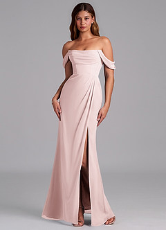 Azazie Johana Jurken voor bruidsmeisjes Converteerbaar Jurk van Chiffon met Zeemeermin Off the Shoulder Blozend Roze image7