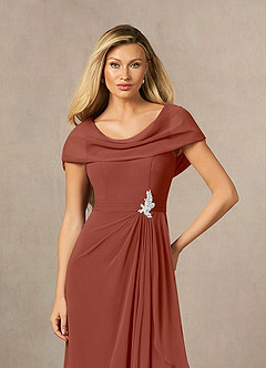 Azazie Mary Mother of the Bride Dresses Auburn A-Line Side Slit Chiffon Dress image5