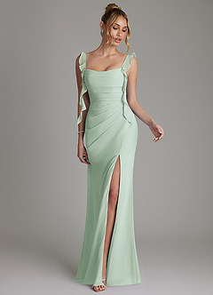 Azazie Jessamine Abiti da Damigella Abito Sirena in Chiffon Corsetto Agave image4