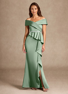 Azazie Dareia vestidos de madre de la novia Vestido de Matcha de Satén Elástico de Sirena con Vestidos sin tirantes image1