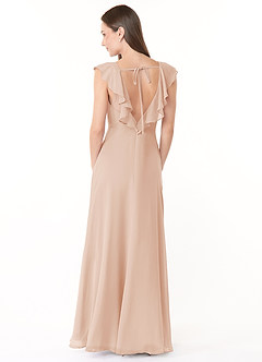 Azazie Yoko Bridesmaid Dresses English Rose A-Line Ruched Chiffon Dress image4