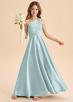 Azazie Charlize Junior Jurk van Stretch Satijn met A-Lijn Geplooid De Nevel image1