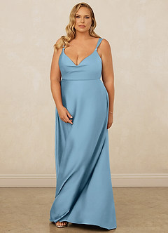 Christian Siriano Bridal for Azazie 1001 Robes de demoiselle d'honneur Robe Trapèze en Satin extensible Encolure en Forme de Cœur Acier Bleuté image15