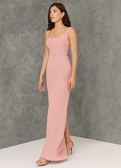 Azazie Flori Bridesmaid Dresses Rosette Sheath Square Neckline Chiffon Dress image4