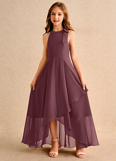 Azazie Boop Girls Formal Blumenmädchenkleider A-Linie Schleifen Chiffon Kleid Sangria image5
