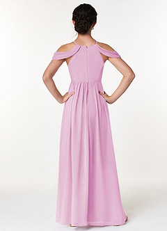 Azazie Seneca Junior Candy Pink A-Line Off the Shoulder Chiffon Dress image2