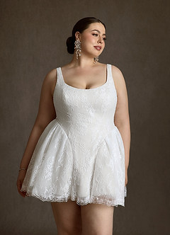 Azazie Dawn Wedding Dresses Diamond White A-Line Lace Dress image8