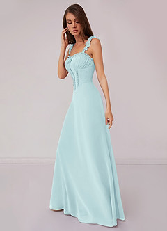 Barbie ♥ Azazie Bridesmaid Dresses Sea Glass A-Line Sweetheart Neckline Chiffon Dress image3