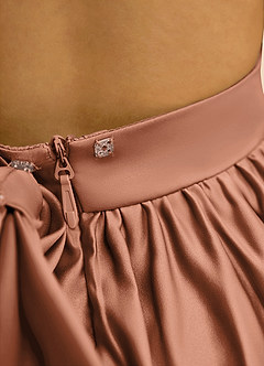 Azazie Nellia Flower Girl Dresses Bronzer A-Line Bow Matte Satin Dress image7