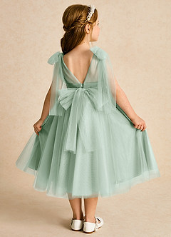 Azazie Dori Flower Girl Dresses Agave A-Line Ruched Tulle Dress image1