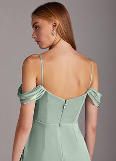 Azazie Selma Bridesmaid Dresses Agave Sheath Sweetheart Neckline Mesh Convertible Dress image6
