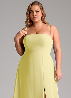 Azazie Wren Bridesmaid Dresses Lemon Sorbet A-Line Side Slit Chiffon Convertible Dress image11