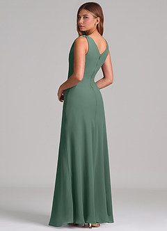 Azazie Nerine Brudtärnklänningar Klä av A-Linje i Chiffong Plisserad Havsmossa image2