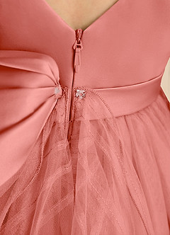 Azazie Pear Flower Girl Dresses Salmon Pink Ball-Gown Bow Tulle Dress image7
