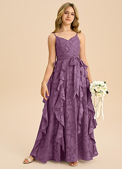 Azazie Peyton Junior Wisteria A-Line Pleated Floral Burnout Dress image6