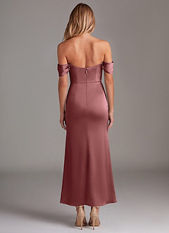 Azazie Saige Suknie dla druhen Syrena Zza ramienia Satyna elastyczna Długość kostki Sukienka image8